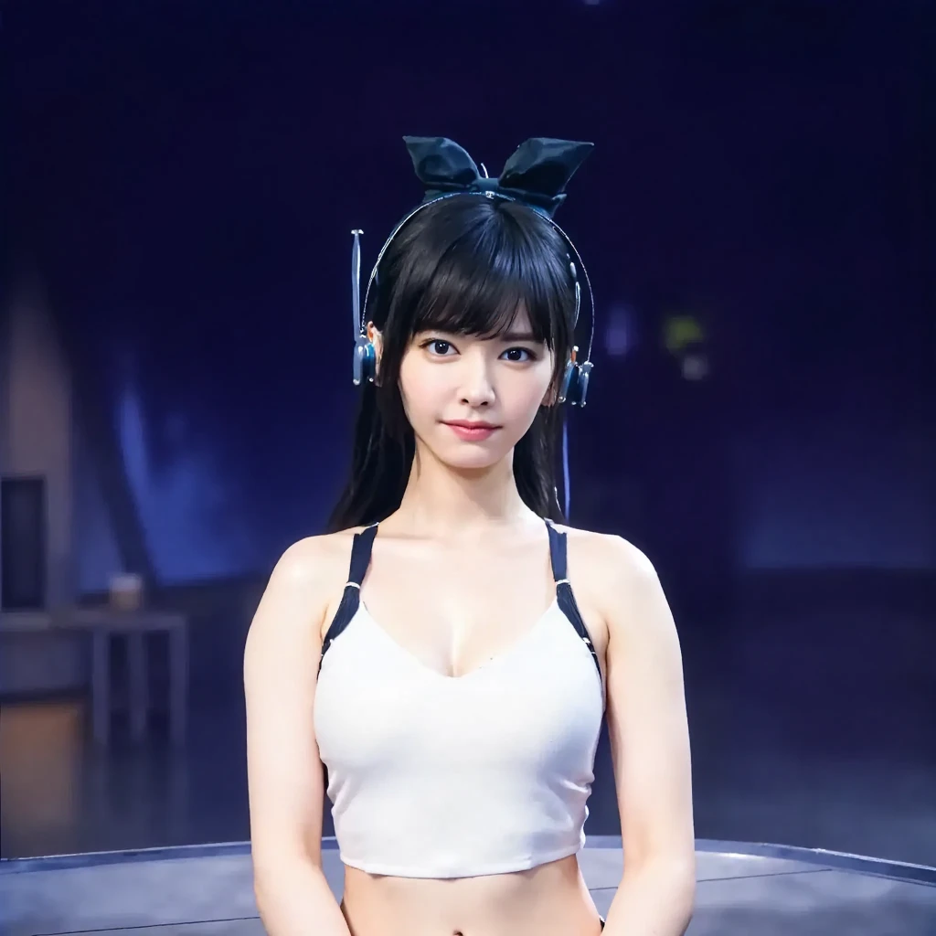 One girl, Cyberpunk themed costume, Blue light effect, Dynamic light effects,