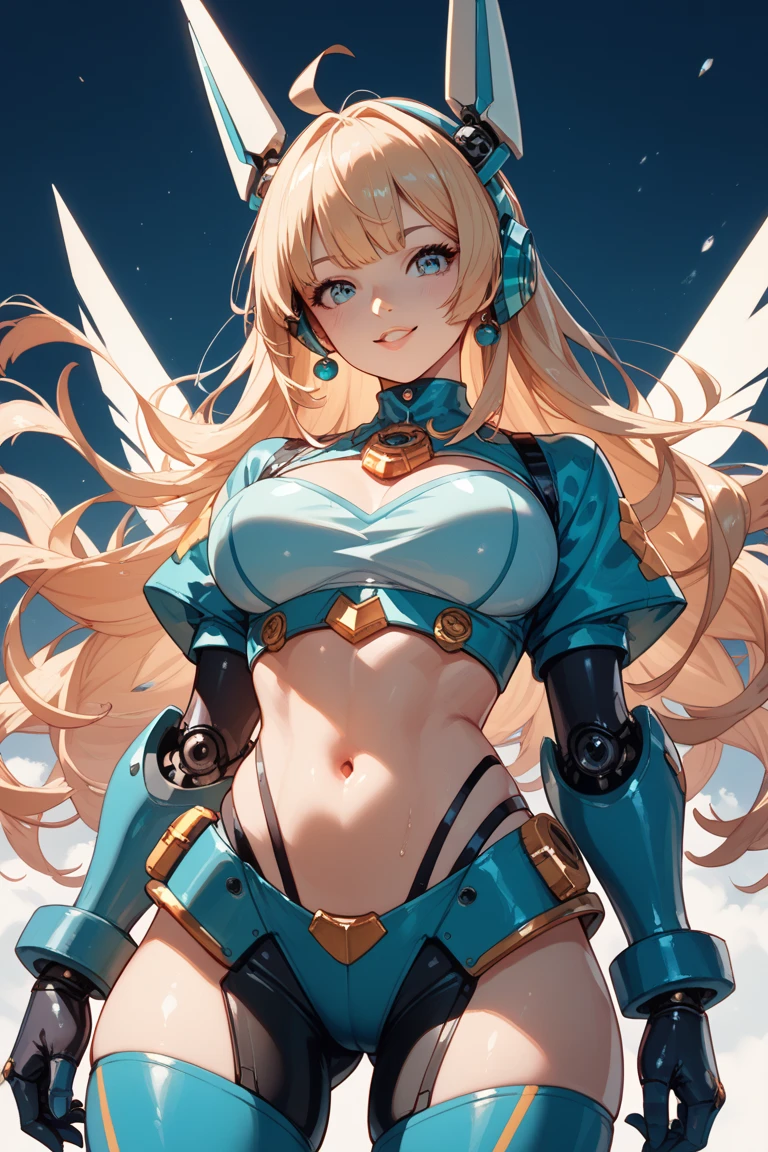 Feminine cyborg, magazine cover, poster art , hint of vibrant, bold sexy text