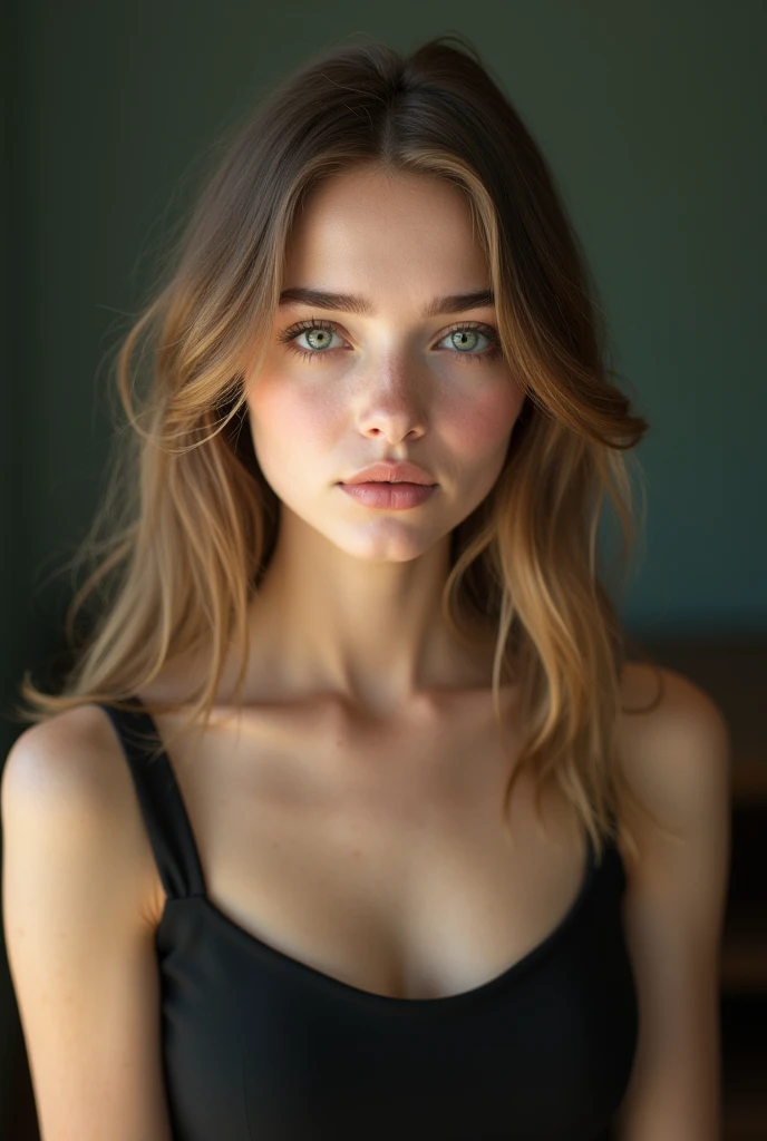 photo of a 20 years old italian girl, RAW, beautiful woman, (long wavy redhead hair), (yellow eyes),, (thin nose), (red tank top with cleavage), (red panties),bedroom, (standing), (busty), ,,,,,((detailed face:1.2)), ((detailed facial features)), (finely detailed skin), pale skin,, . (vivid colors), damp, moist, reflections, (masterpiece) (perfect proportion)(realistic photo)(best quality) (detailed) photographed on a Canon EOS R5, 50mm lens, F/2.8, HDR, (8k) (wallpaper) (cinematic lighting) (dramatic lighting) (sharp focus) (intricate) fashion, realistic skin texture, POV, Nikon d850, film stock photograph,4 Kodak Portra 400, camera f1.6 lens, rich colors, ultra-realistic, hyper-realistic, ultra-detailed, hyper-detailed, ((perfect face, perfect body), RAW photography, realistic skin texture, 