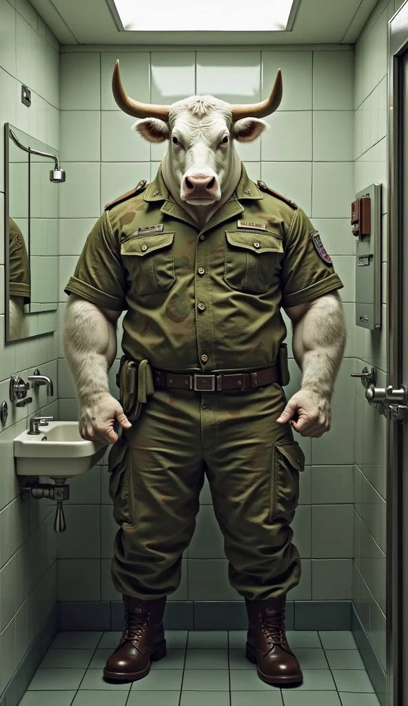 1 furry, a big powerful minotaur guard, (german genetics, wearing a leather collar, very soft fur, sitting inside a bathroom stall, orgasm face, huffing, grunting:1.19) thick horns, male, soft light, (photorrealistic rendering, detailed manly bull face, minotaur wearing black swat gear, detailed clothing textures, close focus on boots:1.21), solo, wearing black tactical boots, (photographic masterpiece, accurate long equine genitalia, erection, very detailed tactical boots, very oversized boots:1.61), mottled penis (masturbating furiously, jerking off with both hands, orgasm, cumshot, erection, flared head, minotaur with equine genitalia, low hanging testicles, saggy balls:1.51), hyperrealistic equine genitalia, (photographic lighting, medial ring, hazel eyes, sitting on a toilet, wearing tactical gloves, fully clothed:1.43), oversized cow nose, (full view, detailed boot leather texture:1.32), sagging testicles, very detailed testicles, security guard, officer