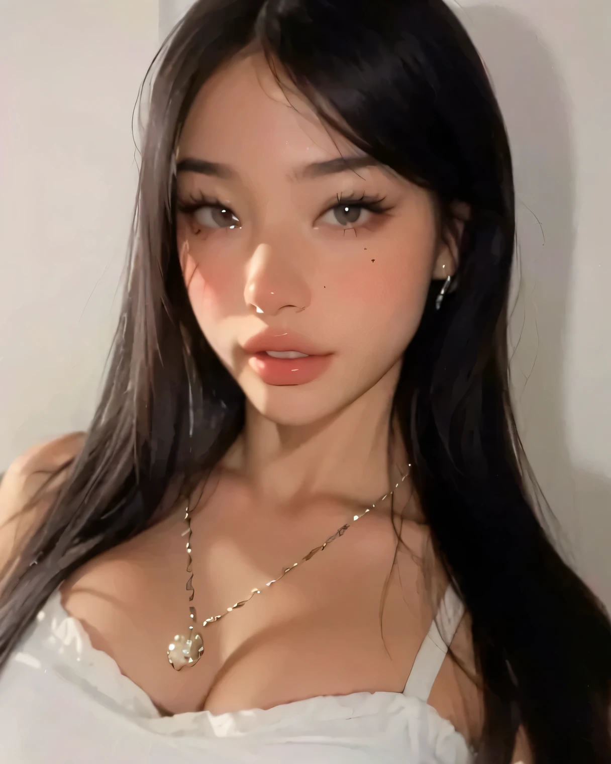 ((top-quality、8K、​masterpiece:1.3))、1girl in、Beautiful woman with plump abs emphasized:1.3 、(The long black haired、small tits:1.2)、Body Paint、Super delicate face、Delicate eyes、二重まぶた、swimsuit , random color clothes, tan skin, petting a dog