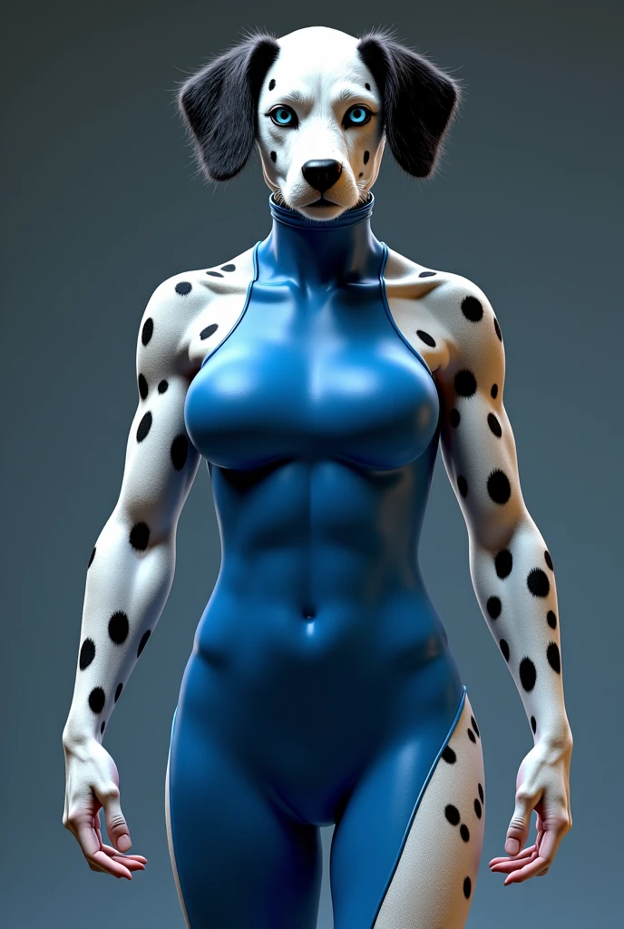doggirl, big breasts, frontal, full-length, looking at the camera, facing the audience, standing pose, simple background, three-dimensional light, detailed full-body concept, sleek digital concept art, beautiful full-body concept art, art trend, CGsociety full-length,
