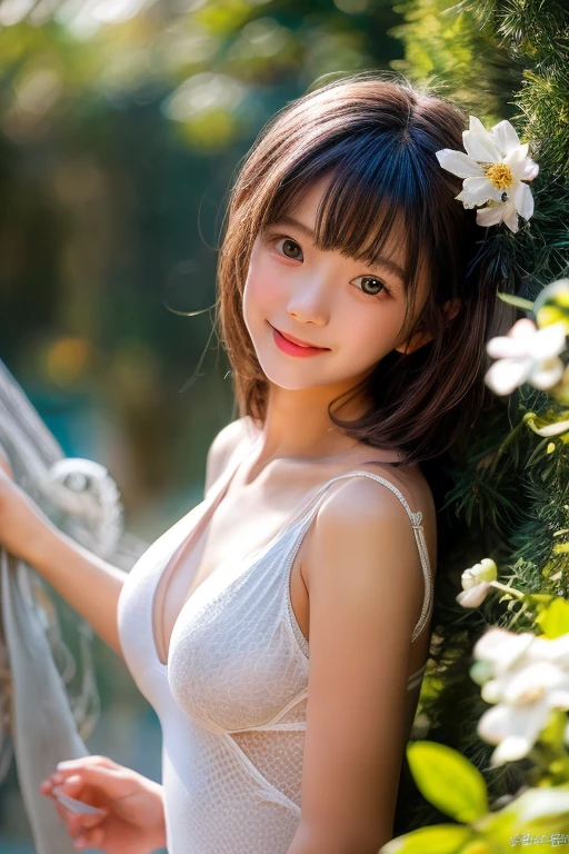 (Only slim shoulder straps, Ultra-low-cut top)( Very close view ) Face view , clothes see-through (((Outdoor paradise)))(Cover your chest with your hands ,Topless)，Head flower decoration, Petals flying in the air ，Pouting slightly，The back exposes bare buttocks，The kinky is exposed，Naked women，Butt up，Hands and feet apart，camel-toe,(Crystal colorful lights),(Turkish Moroccan colored mosaic chandelier)，Adult princess tiara，Soft clouds，((|Cover with a scarf))
（（Masterpiece））,（realisticlying：1.2）,best qualtiy,high high quality,absurderes,rich colourful,stunning art,best qualtiy, ultra - detailed,beautifuldetails， reflective hair,Good lighting, Ray traching， depth of fields,ultra - detailed,illustratio,astounding,finedetail,The is very detailed， （（ultra - detailed））， （Beautiful Meticulous Girl）， Beautiful detail glow， Complicated details， A high resolution， Extremely refined and beautiful,beatiful detailed eyes， hdr， Round eyes, detailedfacialfeatures,（Round pupils：1.4） （illustratio）,（美丽细致的眼睛）（Very very detailed face））， depth of fields,（alluring face）(（ssmile：1.3）)， Smiling lips， （looking at viewert：1.1） closeup cleavage， wide wide shot， Side Body， photore， lewd poses ， Moody light， Sistine Phil Beldev, Smile，（（（Masterpiece，Best quality，A high resolution）））），Extremely detailed 8K，Beautiful girl with busty body，（hyper HD，ultra - detailed，High detail，high realistic，Ultra-realistic，Photo realism）,（1girll：1.5）,（realistic dark hair），Short curly hair，Bob cuts hair，（Dynamic posture），Face the camera,A shallow smile,Open lips，Light blue eyes，Average chest，
（Beautiful and detailed face，Beautiful and delicate eyes），sweat leggs,luminous,（Sunlight，Sunlight）,（Beautiful buttocks 0.5），Color backlight

split, Cover only your chest with your hands，hips bare，earring，Pink sexy yarn,（(Striped underwear、Black openwork underwear、Transparent embroidered tulle underwear set,Gold bracelets，Pink lace gloves)）Lace pantyhose、Lace gloves、Wedding headscarf、pearls necklace,（toppless）(Very small pantie