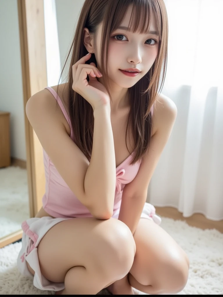 masterpiece, masterpiece, highest quality, highest quality, genuine, unity, 8k wallpaper, highly detailed cg unity 8k wallpaper, Ulzzang-6500, (original: 1.2), (genuine: 1.4), Super detailed, High resolution, Super detailed,wonderful, small details, cinematic lighting, (1 girl:1.4), (Brown|black hair:1.4), (short hair:1.3), ( realistic skin:1.2), (light Brown skin:1.2),(small), beautiful girl beautiful details, highly detailed eyes and face, Beautiful eyes in every detail, huge file size, very detailed and beautiful, blush, embarrassing, (smile: 1.2), black eye, model shooting style, (full body shot: 1.4), Ocean,、Completely naked、sexual climax、anus、spread your legs、nipple、