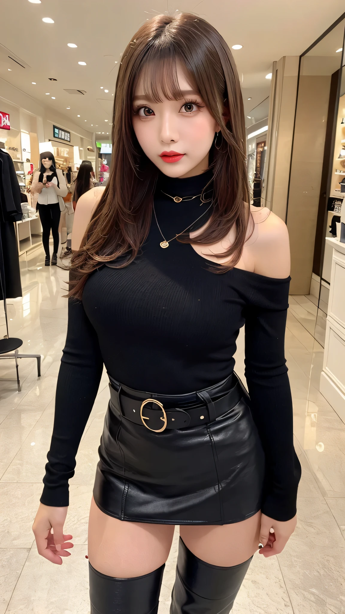 1 beautiful young girl, Super beautiful detailed face, Symmetrical black eyes),  hime cut hair, (Fine face:1.2), High quality, Realistic, Highly detailed CG unified 8K dendenden wallpaper, Highly detailed, High-definition raw color photos, Professional Photography, Realistic portrait, Cinematic Light, Beautiful detailed, Super Detail, high details,  depth of fields, semi long hair、thighs thighs thighs thighs、beauty legs、Bare legs、 Super beautiful detailed face, KPOP Idol Face,(Best Quality, 4K, 8K, hight resolution, masutepiece:1.2), Ultra-detailed, (Realistic, Photorealistic, Photorealsitic:1.37), (Beautiful detailed eyes, Beautiful detailed lips, extremely detailed eye and face),  Physically-based rendering, Vivid colors, (Big Tits, ultra gigantic tits, Super super big, Glamorous body), (Black tank top、Black shorts、Black long coat),(Long black straight hair, Shiny hair, Shiny skin), (Holding a knife in your hand)、(Sharp eyes)、(Cyberpunk City)、(Cyberpunk City at night)、(FULL BODYSHOT)、(Holding weapons)、(cool lady)、(Punk Girl)、(Steampunk woman)、(Assassin)、(Crisp eyes)、(Full body shot:1.1)、(deserted night town)、(Sharp look)、(Midnight City)、sexy  pose