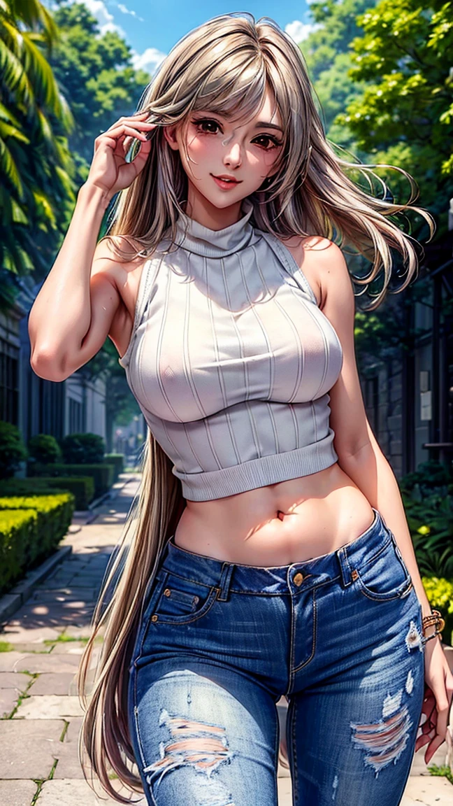 (Keqingrnd), masterpiece, narrow waist,large breast, blush, detail body, outdoor, detail eyes, cg, (black shirt), standing, smile, (from front), dolphin shorts, crop shirt, oversize shirt, cleavage