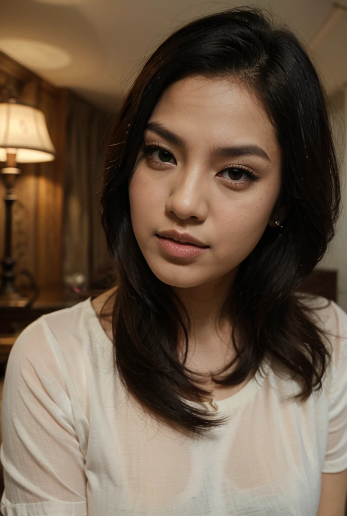 " 2woman, 35 Years Old, Indonesian , Lesbian Scene, Tank Top, big , full body, Curvy body, sharing Passionate hug and eating pussy