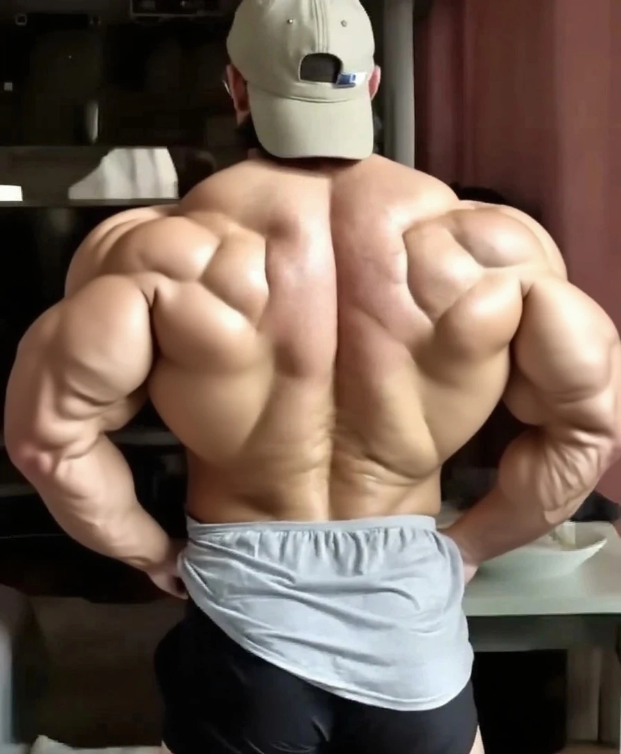 full view full body, Awesome Ole Kristian Vaarga extremely bodybuilded over-muscular male, with all his muscles hypertrophied, over-inflates shoulders, His pecs are huge and exaggeratedly overinflated, ready to explode, abs, legs, biceps, twice bigger than anyone else, standing in his white socks, swallowing a huge box of proteins in his kitchen, wearing grey shorts and white socks, his white socks are clearly visible