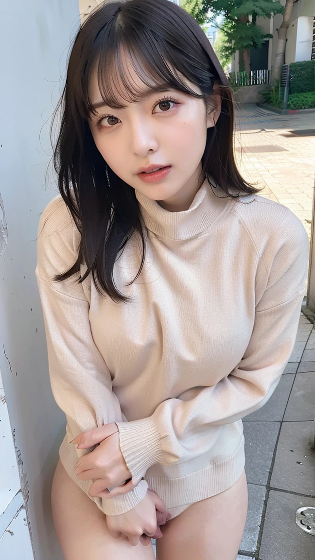 highest quality、8k、32k、masterpiece、Super vivid、Highest quality、8k full vision, Cinematic lighting:1.2)、(Blue right), One Girl、Long Hair Girl、Beautiful Japanese Women、Black-haired、Heavy bangs、Long sleeve shirt、Hair length、Fluffy white sweater、Don't expose it、choker、(plump breasts), (jirai type fashion、jirai type makeup, Jirai Type Girl), Sparkling under-eye bags、red glitter eye makeup, From feet to head、
indoor、moonlit room、Dark Room、dim、A room in an apartment with a sense of life、A messy room、Messy room、