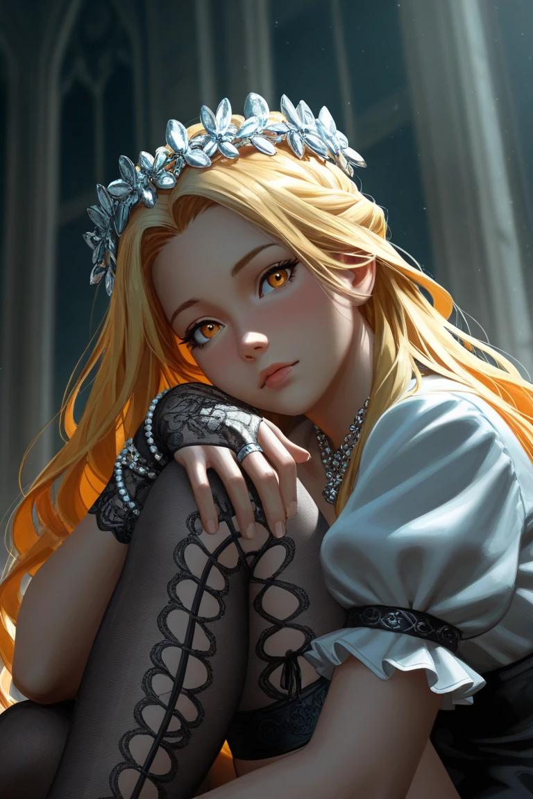 (best quality,4k,8k,highres,masterpiece:1.2),ultra-detailed,(realistic,photorealistic,photo-realistic:1.37),portrait,princess,18-year-old,beautiful,eyes closed,sleeping,peaceful expression,detailed eyelashes,panties only,newly refurbished,abandoned castle,All Hallows Eve,moonlight streaming through broken windows,hardwood floor,majestic pillars,dust particles floating in the air,traces of faded grandeur,delicate lace curtains,crimson velvet drapes,dark,gothic atmosphere,mystical aura.translucent nightgown,ornate gold tiara,floor-length golden hair,softly glowing candlelight,vintage oil painting style,enchanting,ethereal,subtle color palette,third eye symbol on the wall,whispering spirits,cobwebs in the corners,stillness in the room