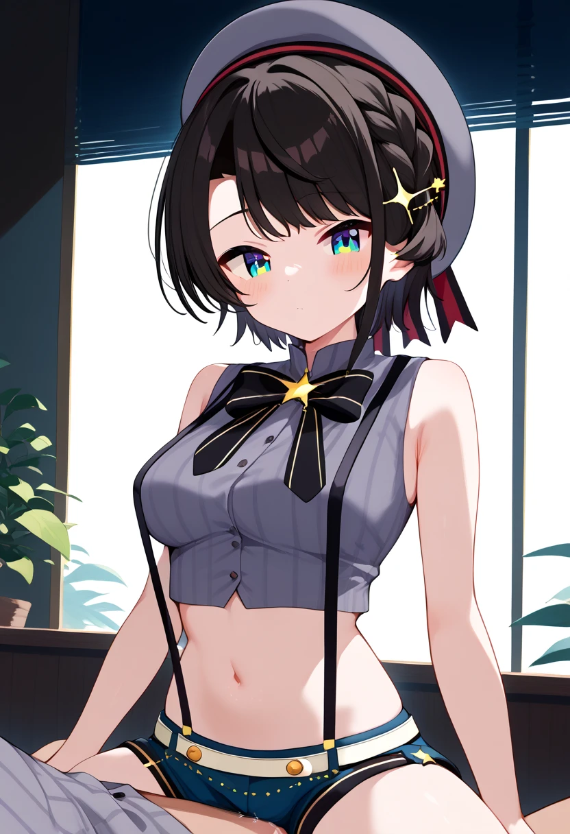 portrait, sharp focus, soft lighting,  garage, 1girl, linlee, flat chest, black bunnytop, black bunny ears,  black bowtie,   <lora:asanagi:0.35> <lora:linlee-000004:0.75>