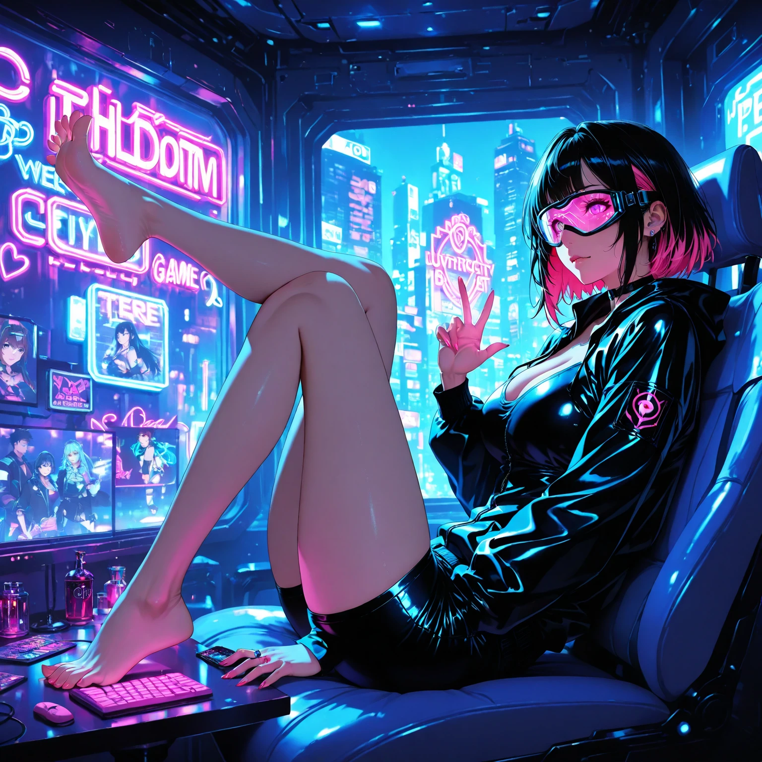 (1girl:0.983),(blue eyes:0.762),(boots:0.618),(breasts:0.51),(building:0.972),(city:0.993),(city lights:0.561),(cityscape:0.992),(earrings:0.892),(jewelry:0.783),(long pink hair:0.709),(night:0.836),(sitting:0.664),(skyscraper:0.99),(solo:0.641),(thighhighs:0.596),holding a cigarette,<lora:smokeanywhere:0.6>,smokeanywhere,cyberpunk,pink and purple lights,<lora:Light and Shadow:0.5>,starry,strry light,night,colorful,cloud,star \(sky\),