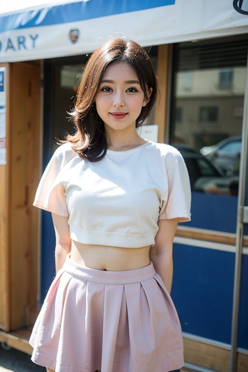 ((Wide-angle photography, Sex Photo, Take a full body photo:1.4)),
(Adult-like clothing, A thin crew-necked cut-and-sew top, Mini flared skirt, Wearing stockings:1.5),
(No bra, The shape of the nipples is visible,Beautiful thighs,Ultra-detailed skin,Small pores in the skin:1.2),
((Her body is incredibly beautiful and stylish:1.2)),
((She is standing bent over:1.5)),
((She's walking hand in hand with me, I can see her ass, Her breasts are super soft:1.6)),
((24-years-old, Mature girl, Naughty lips, Sexy body, Body facing forward:1.4)),
((Small breasts, Flat Chest, chest is slightly drooping:1.2)),
((A date with her in a fashionable town, Sunny:1.8)),
Eye focus, Narrow shoulders, Beautiful clavicle, Thin arms, Thin legs, The back of the hand is beautiful and feminine, Slim figure, Soft belly, Tight waist, Highly detailed face, super detailed breasts, Ultra-detailed skin, Fair skin, Shiny skin,
Ultra-detailed lips, Fuller lips, Thick and soft lips, Glossy pink lips,
Blushing, White teeth, blue eyes,
Beautiful actress makeup, Bruise makeup, Pink lipstick, Dark brown hair, Delicate and soft hair, (Put your hair up, Fluffy short bob, ponytail:1.2),
(Sweep your bangs to the side:1.2), Stylish earrings,necklace,