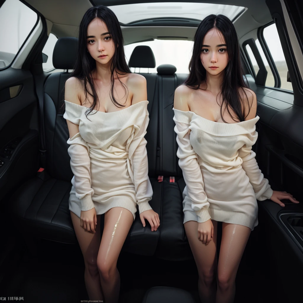 4K,((Highest quality)), ((masterpiece)) , BREAK,(( Equal left and right eyes)),(Gaunt:1.2),(detailed),((In the Car)),((One girl)),((nude)),naked,((17 years old)),((flat chest:1.6)), (stare at viewer with stern eyes:1.5),((one girl)),(bitting own lip:1.1),(angry:0.9),nose blush,(shamefull:1.2),(bob cut hair),surprised, ((beautiful realistic face)),((intricate choker necklace)), ((intricate earrings)), beautiful korea women, beautiful young south korea women, young and adorable korean faces, gorgeous young korean women, korean girls, girls cute beautiful faces, korean female idol portraits, young and cute asian faces , cute natural anime faces, asian cute faces,((finely detailed face)),((symmetrical eyes)),((glistening eyes)),((glistening eyes )),((large eyes)),(( pretty eyes)),(detailed),Perfect Face,((One girl)), ((clear eyes)),((show nipples)),((beautiful skin)),(don't wear anything) ,(((show nipples))),(upper body),((naked))