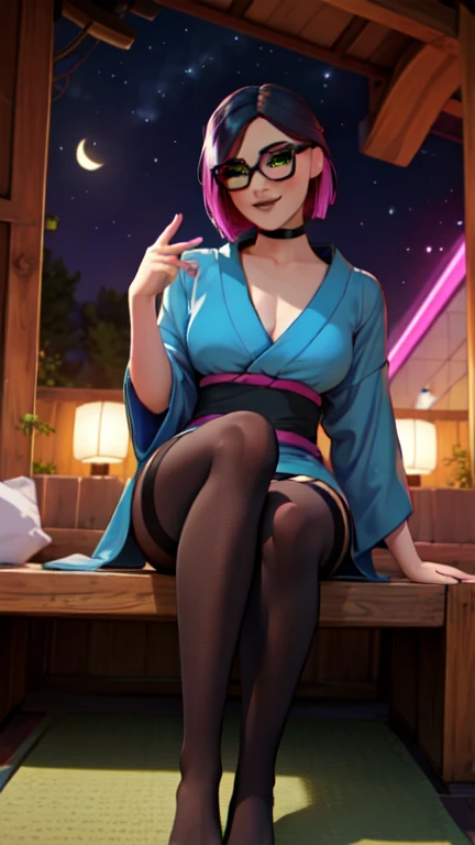lince , Japanese yukata dress white bikini with big white stockings, pechos medianos ,Noche ,Extremadamente detallado, rostro detallado ,hermoso rostro, ojos finos, mirando al espectador, pose femenino.