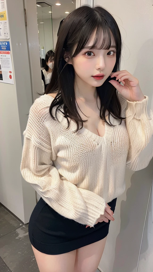 ((best quality)), ((masterpiece)), (detailed), （NMI）18.5-23.91，60-80，85-105，Height 168 cm，Weight 50-62 kg，Waist 65，Hip circumference 105，胸d，girl, Off-shoulder sweater skirt, landscape，Royal sister  ，
