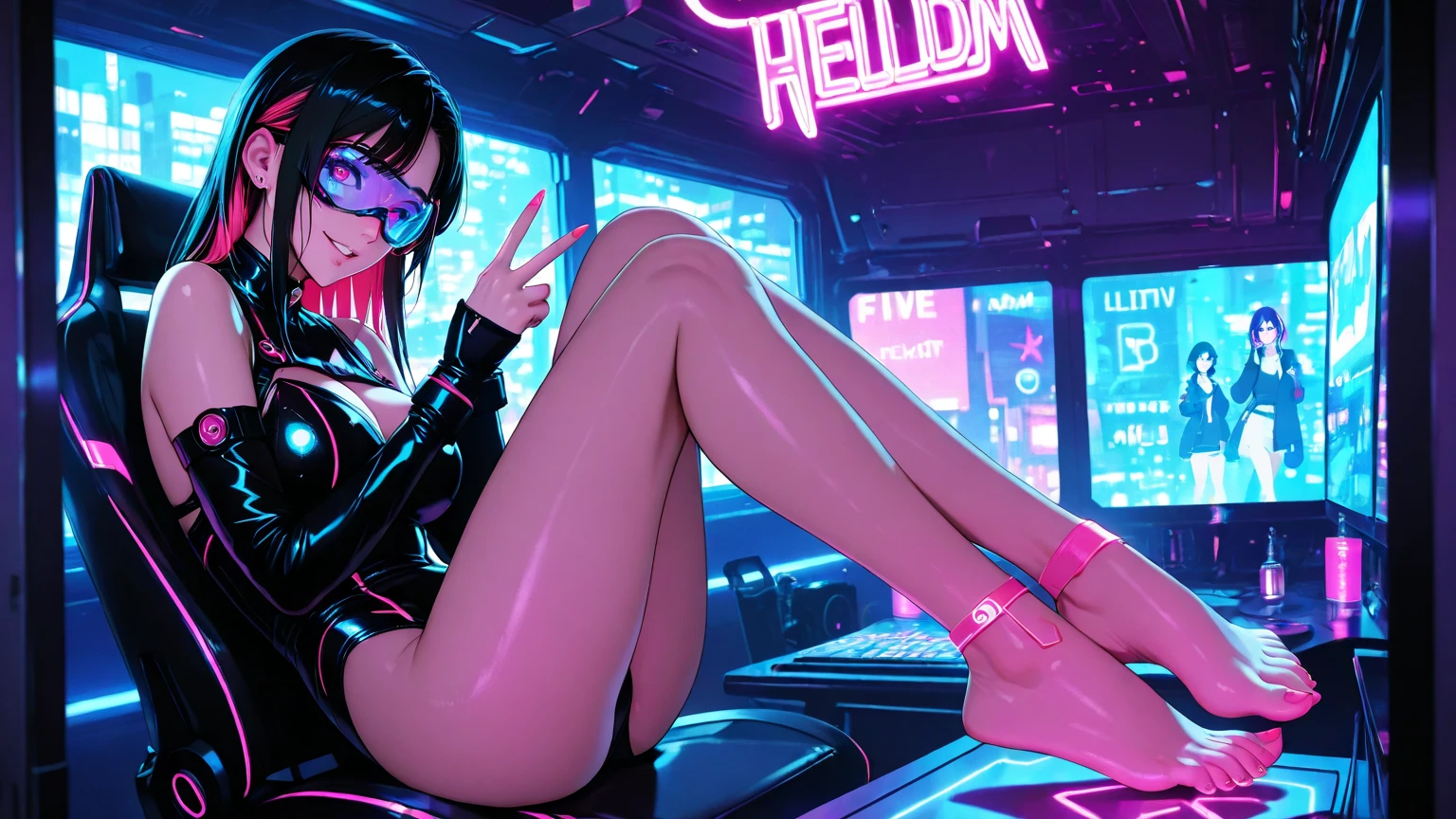 high quality, 1girl woman, (diaper:1.15), retro, (90's anime screenshot:1.15). cluttered starship interior, crew inside a starship, (by Hajime Sorayama, Greg Tocchini, Virgil Finlay), sci-fi, colors, neon lights