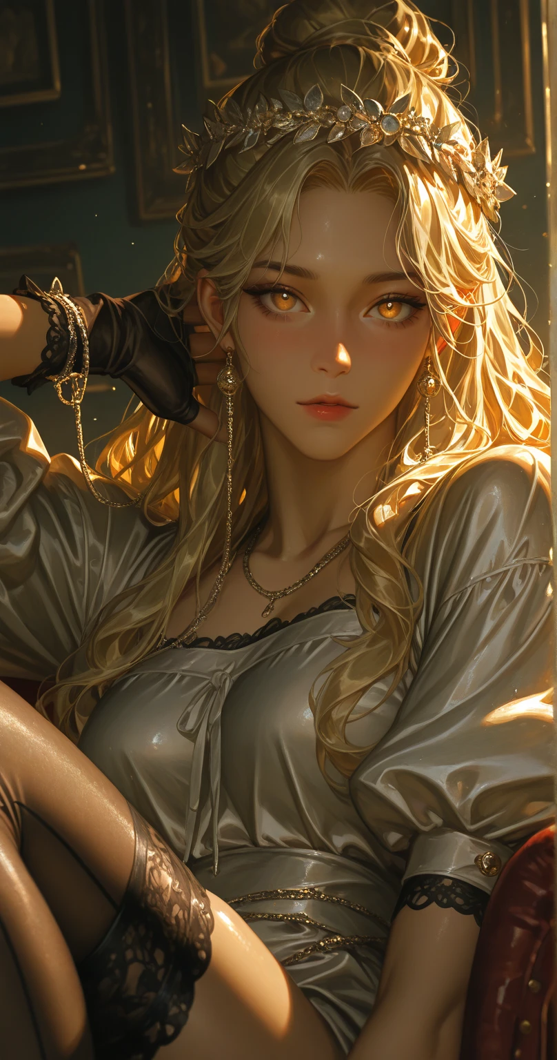 one girl, blonde, beautiful, handcuffed on a table, naked, submissive girl, crying, despair