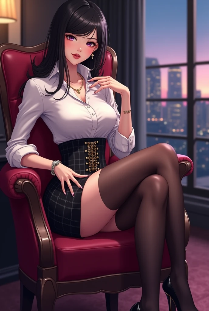 (8K, HDR, highres), ((((hyperrealism, masterpiece, best quality, ultra highres)))), (pin light, cinematic light), (hyper detail, finely detailed),
1girl, __MY/background2__, magical realism, movie still, {cowboy shot|full body|upper body},
__hair-female__, large breasts:0.3, Natural breasts:0.3, (slim waist:1.1), (wide hip, large pelvis:1.3), (hip_up), (thick thighs and legs), oiledwet:1.4,
((detailed beautiful face)), (perfect eyes, detailed eyes), (detailed facial features), beautiful and clear eyes, detail eye pupil, lipgloss, (Eyelashes:1.4), detailed hair, (((hair over one eye))), glossy, perfect hands,
{turnred_face|sorrowful_face|charmed_face|seduced_face|drunk_face|ecstasy_face},
(blazer:1.1), (((black mini skirt, silk blouse))), (Korean:1.3, japanese:1.1), tight, (((pubic hair:1.5, high heels))),
__200WildcardsNSFWAnd_sdWildcards/earrings__, {necklace|amulet}, shoulder bag,
pureerosface_v1:0.15,