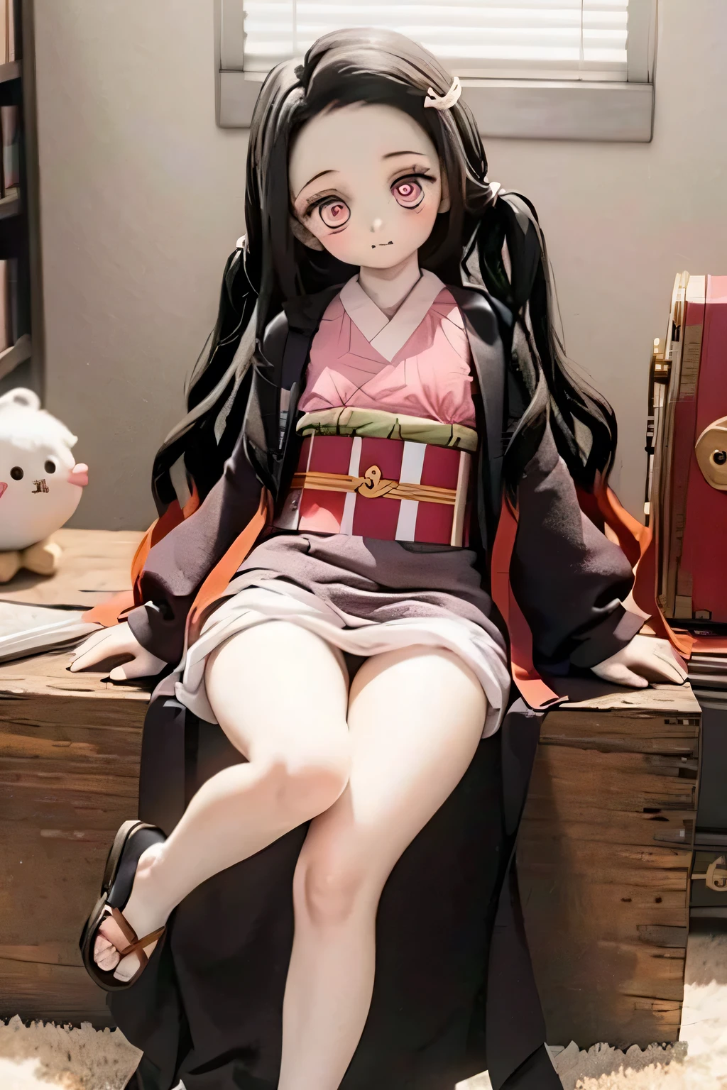 You are a bean　 Red Kimono　thighs