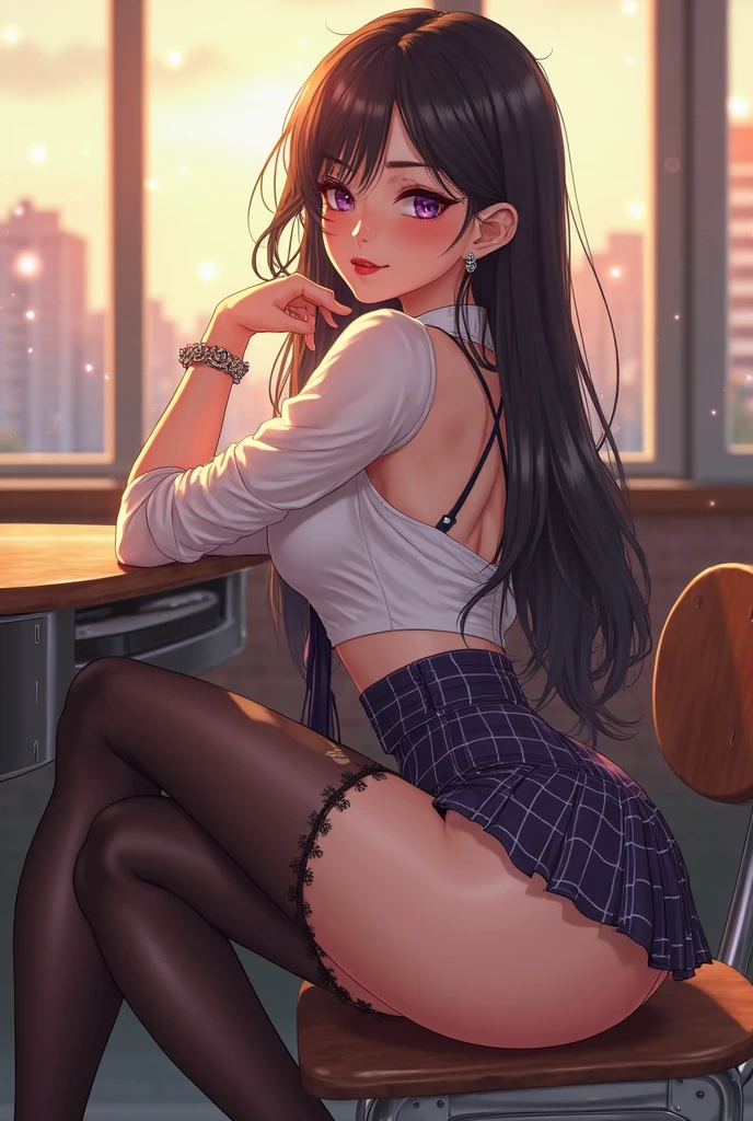 (15 Year Old 1.5), European teen, brunette teen, teen cute face, white skin, girl beautiful face, beautiful baby girl, medium Breasts, Big Eyes, Long Legs, fitness body, (school girl outfit 1.5), naked torso, (black Tiny mini Skirt 1.5), (show legs and thighs), black platform high heels, Slim sexy long legs, modeling, medium Angle Shot, Full Body lust, sexy Slim body, (sexy aluring stance, (spread legs towards viewer 1.5), ass and thighs showing, New York, United States, ray tracing, HDR