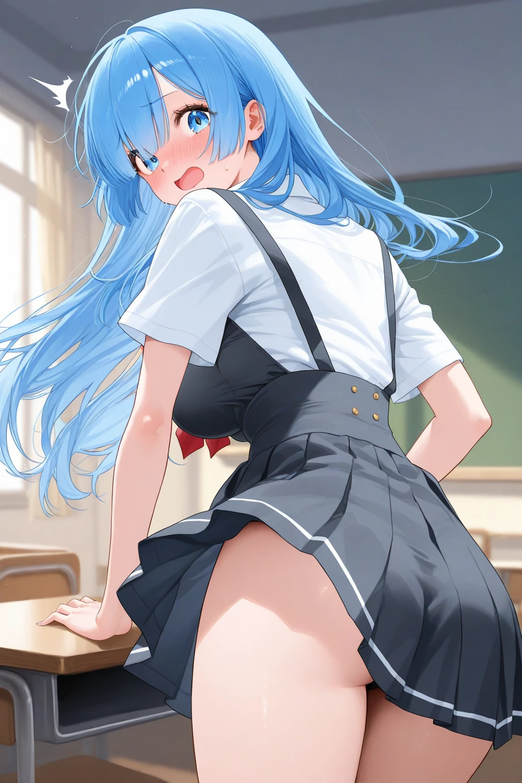 { masterpiece : best quality : high resolution : unity 8k wallpaper : illustration : beautiful detailed eyes : extremely detailed face : perfect lighting : extremely detailed CG : perfect hands : perfect anatomy } { in_a_creepy_Otaku_room : dark_messy_and_filthy_room : : filthy_place } { nsfw : hentai : explicit_content } { 1girl : Aqua_possessed_by_Creepy_otaku : Long_blue_hair : Loop_ponytail : Perfectly_fit_body : being_a_Neet : : boyish_manner : devious_grin : Oversized_white_shirt_and_panties_only} { standing : hands_on_hip : close_up : closed_eyes : happy_dance }
