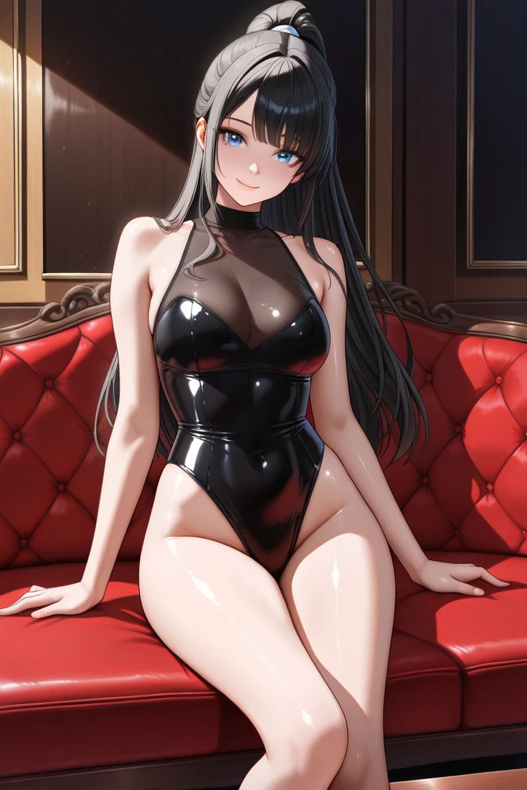 masterpiece, best quality, best lighting, shadows, portrait, perfect anatomy, bitchy, open legs, 1 girl, adult anime girl, 21 years old, 1 girl, (Slim body:1.2), (Huge breasts:1.1), Black hair, Black eyes, Competitive yellow swimsuit, Angle from below, embarrassed, seductive eyes, blushing, flirty, pretty smile, huge ass, breast, thighs, seductive, spicy, hot, flirty, nsfw,