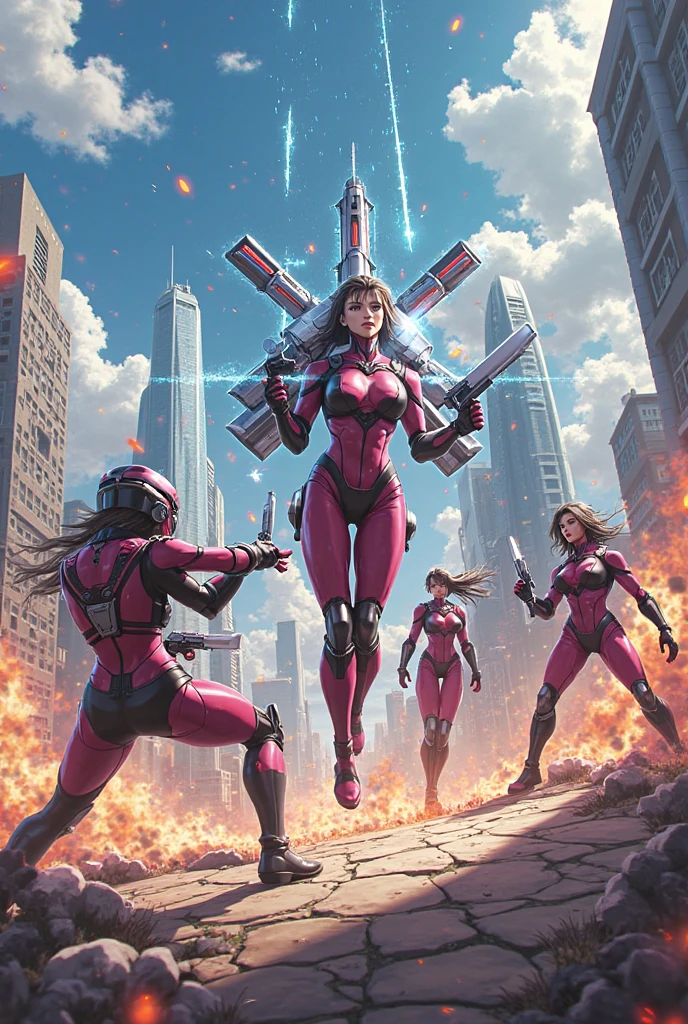 action scene, fighting, masterpiece, best quality, high-definition, armor, busty, ((red skin), twi'lek), dual red lightsabers, evil space knight, space ninja, (wearing black robes, black stealth armor, breastplate, tunic, tabard, cowl, cloak, body glove, straps, buckles, skirts, long sleeves, fantasy, ((armor))), ((busty), slender body, thin, slim sexy body, slim waist, ((gigantic breasts))), Imperial starship, Star Wars, futuristic city, warzone