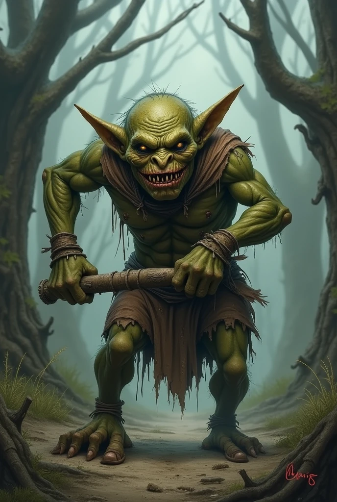 Pathfinder_Goblin, concept art, brush stroke style, artstation, trending, highly detailed, art by greg rutkowski