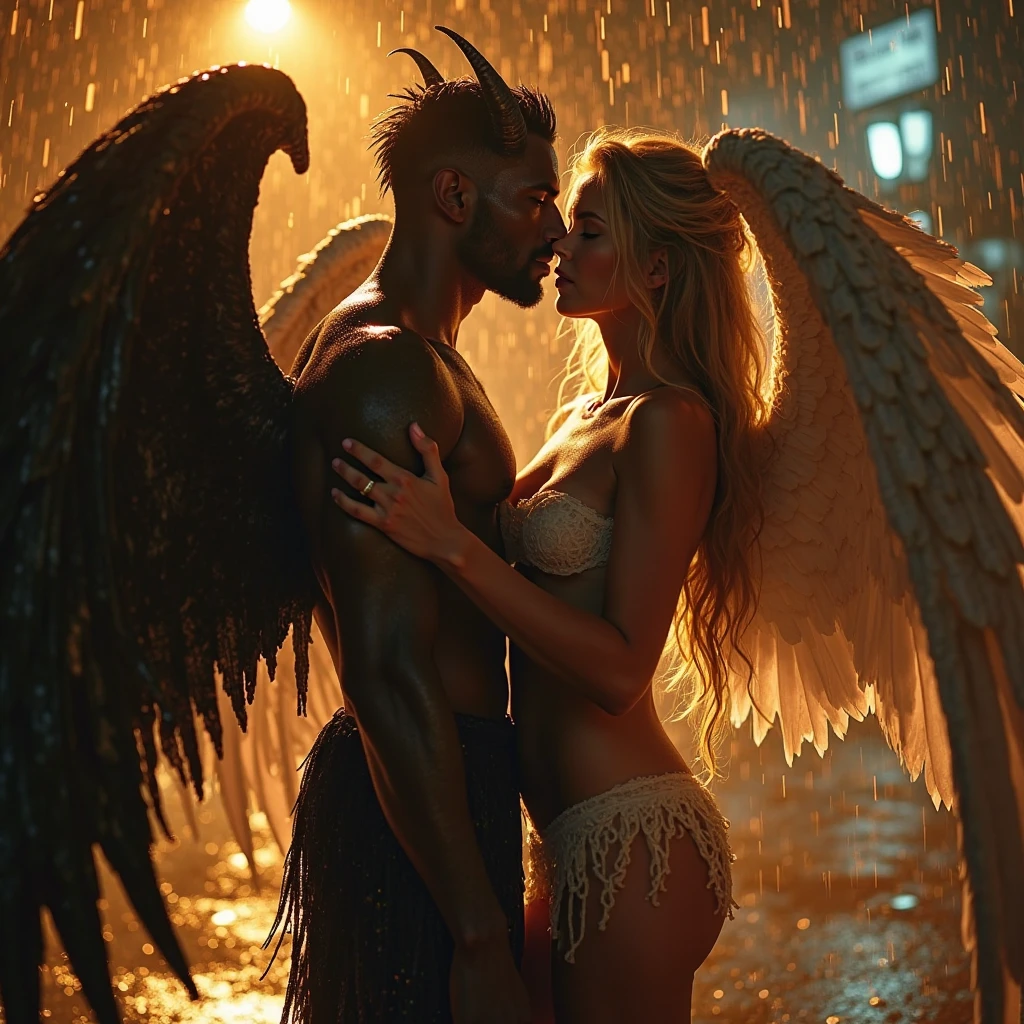a woman with huge breasts is standing on a man's shoulders, a portrait by Jakob Gauermann, reddit, massurrealism, giant stunning goddess shot, exaggeratedly large physique, super wide angel, feminine and muscular, extreme muscles, massive wings, massive muscles, huge muscles, big muscle, powerful and huge, huge wings, muscled, very beautiful. big muscles