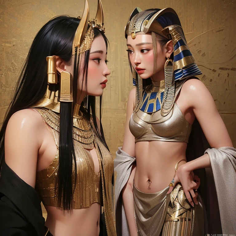（Cleopatra, the ancient Egyptian princess）、Girls' Generation,Egypt&#39;s colorful palace、Very cute face,White Dress,Crown on the head