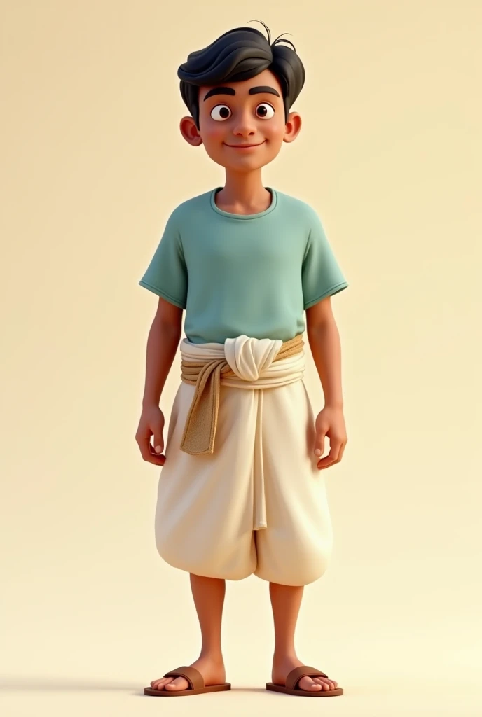 full body young man from biblical times david pixar style simple design 