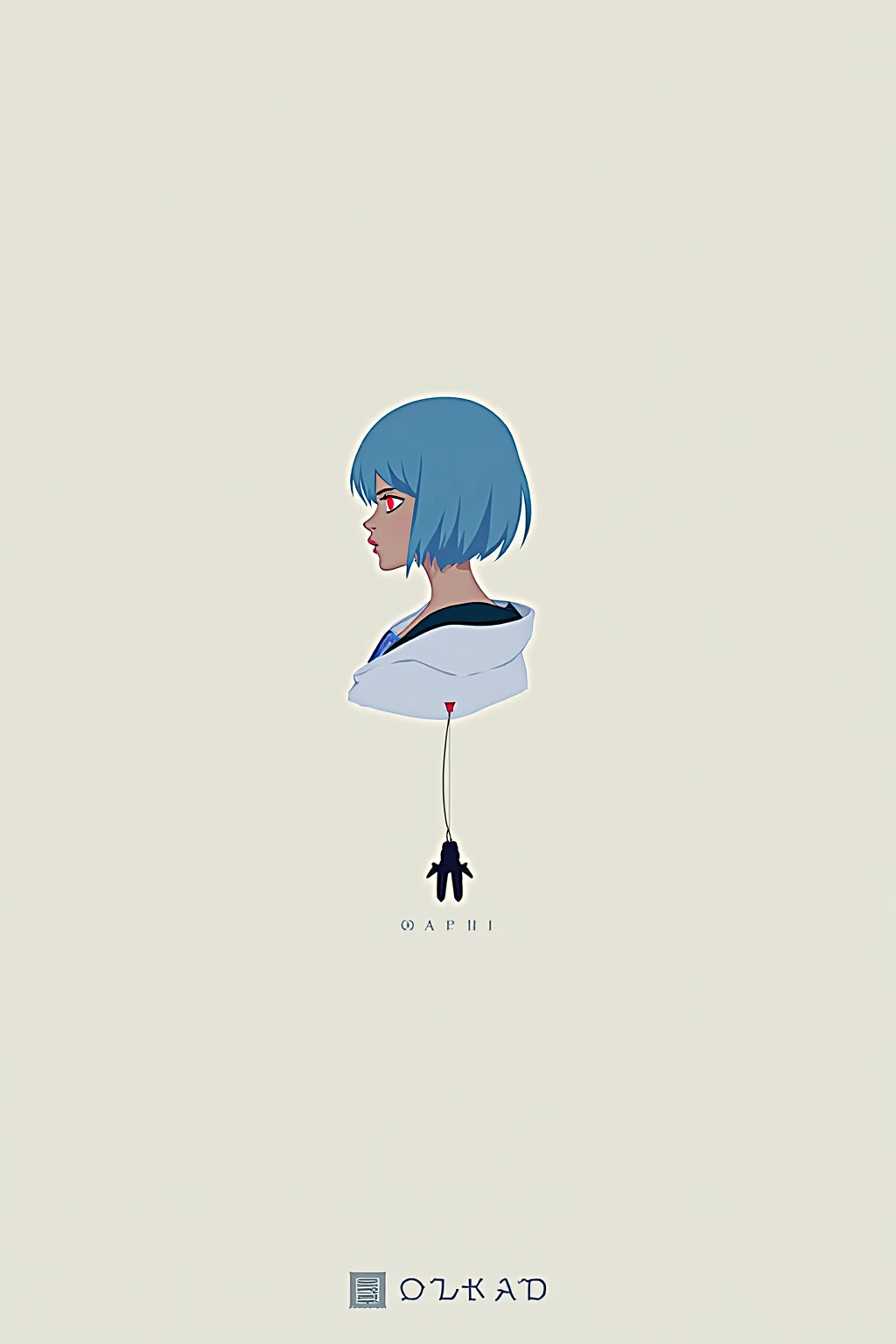 Small and young,Pretty girl,Blue only, white, and light blue is used.,Street,Anime style,Big guns,Near the future