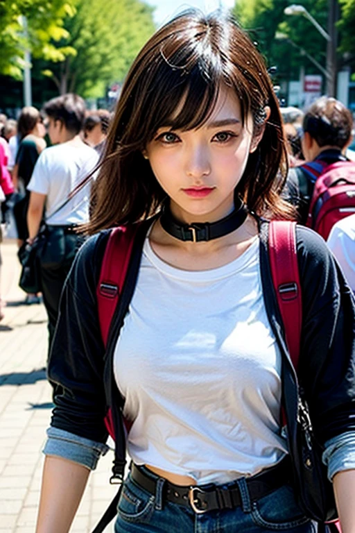 (ExtremelyDetailed((CyberJapan Dancers))) (Detailed(Cute and Coquettish face)) BigBoob, Radiant FineSkin with Transparency, Flashing ((beltbra)) and Skinny Shorts . PerfectLighting, Oodles Blurred ColorfulLights at Dusk City, Starry Particles, (((SFW)))