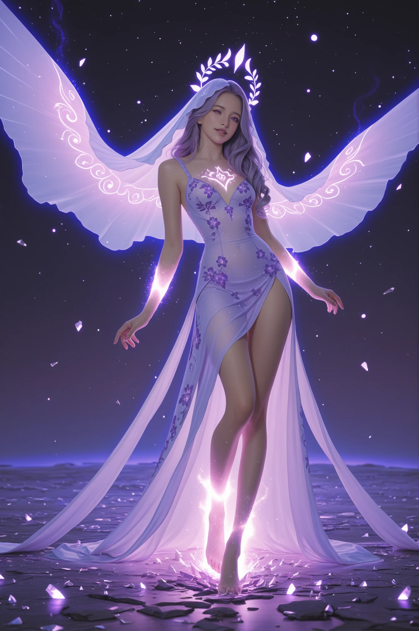 ((best quality, masterpiece, ultra-detailed)), (full body:1.5), (paper cutting), (floating hair), (flowing), ((depth of field)), (ink sketch), Nebula Stream, aurora,
1girl, beautifuldetailedeyes, long hair,(alternate hairstyle), ultra detailedhair, crystal clear, ((fantasy)), ((elegant)), ((charming)), ((delicate)), ((pretty)), ((cute)),
character is in the center of the frame, (rhythm), colored inks, (colorful background, huge galaxy), (confident), (wings, purple, shine), movie light,
<lora:add_detail:0.2>, <lora:2dhxWings_v1.4:0.5>, <lora:Lady_ds:0.2>,