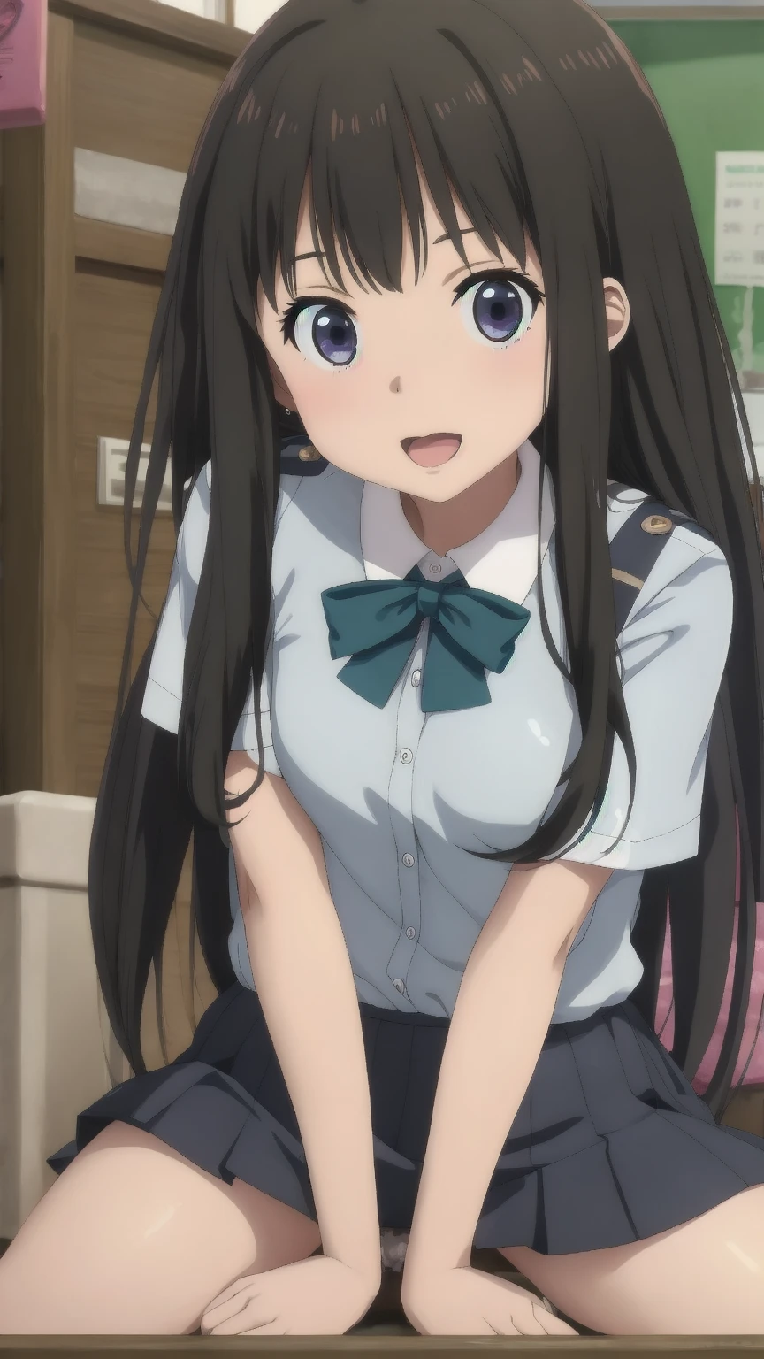 (realistic:1.5) photo, ((POV)), masterpiece, highest quality, high detail, (detailed face and eyes:1.1), best quality, ((((Akiyama Mio)))), (((music class))), (((bass guitar))), (((standing))), (((1girl))), (((dark gray-blue eyes))), (gray eyes:1.5), (a navy blue blazer with blue narrow ribbon:1.5), a solid white buttoned shirt under the blazer, (((a light steel blue pleated skirt))), clothes lift, clothes pull, (shy:1.5), (blush:1.5), full body, lifted by self, loafers, long black hair, long sleeves, looking at viewer, ((blue and white striped panties)), panties, school uniform, shirt, (blue and white shoes:1.2), skirt, skirt lift, solo, underwear, (black socks:1.5), ((classroom)), intricate digital art, soothing tones, (cartoon:0.3), (art:1.4), epic realistic, faded, neutral colors, (hdr:1.4), (muted colors:1.4), (intricate), (artstation:1.99), dramatic, intricate details, (technicolor:0.9), detailed, intricate, cinematic, detailed, lightroom, natural, perfect, [oliver wetter|(kodak portra:0.08)|(leibovitz:0.6)], raw, intricate, high quality, mamiya, exposure blend, <lora:MioAkiyama:0.35>