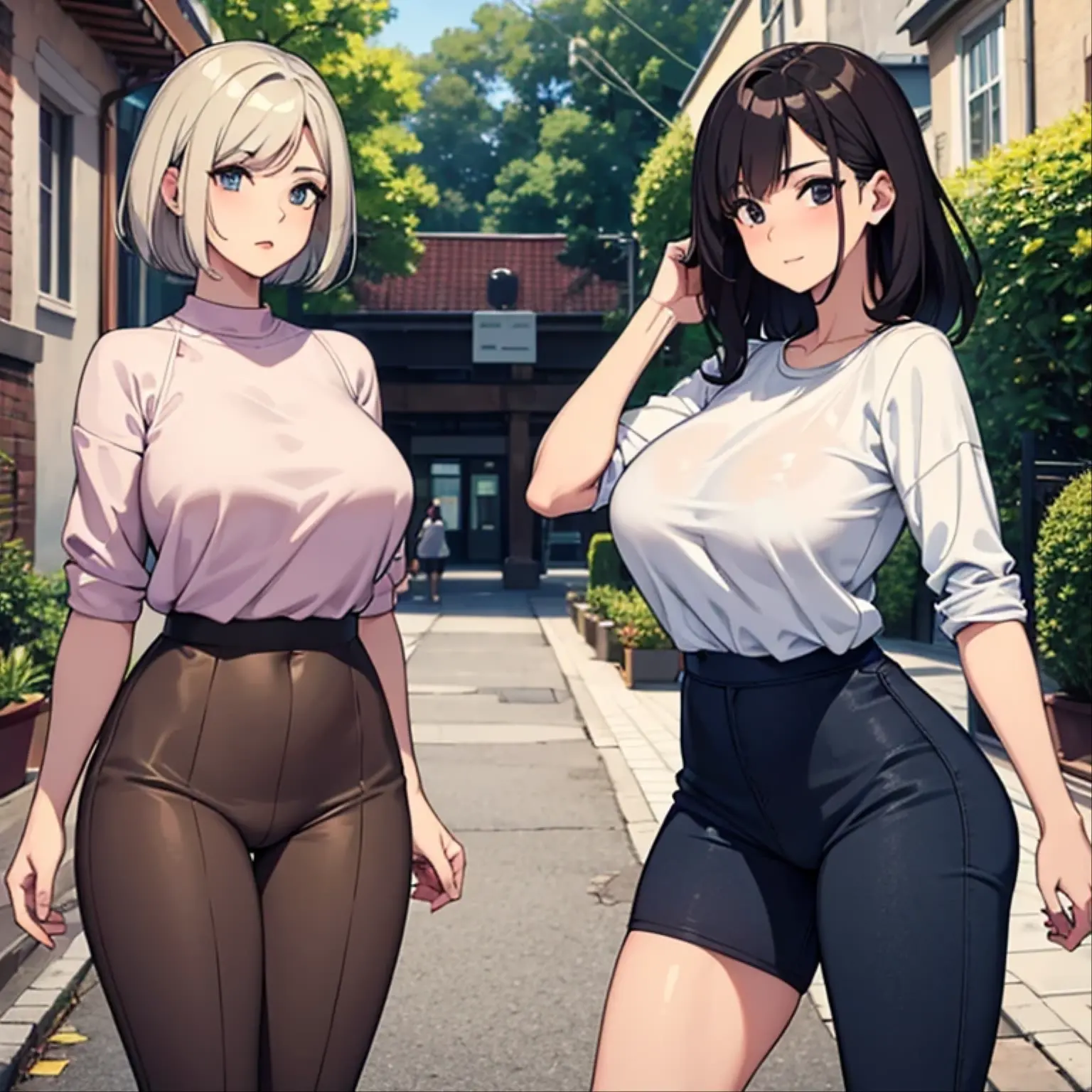 anime girl with white hair and black pants posing for a picture, seductive anime girl, casual pose, smooth anime cg art, thicc, perfect white haired girl, attractive anime girl, anime girl, female anime character, (anime girl), girl with white hair, anime character, girl with short white hair, anime woman, tifa lockhart with white hair, digital anime art