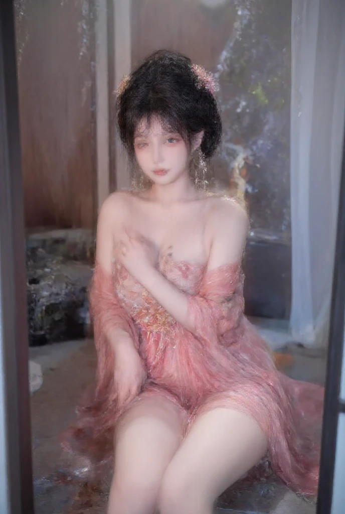 (masterpiece), ultra photorealistic, cute 18 years old magic woman, Genie, folkloric creature, (from "Aladdin"), full body shot, canon lens f1.4, cute sexy, nudist, pleasure, seductive look, fine eyes, ghost blue smoke body, perfect anatomy, slightly open mouth, shrouded in smoke, smoke particles, halo, (bioluminescent:0.95), vivid colors, vibrant color details, (frame the head), Centered image,  medieval arabic background, sunset, cinematic, dark fantasy style, fairy tales aesthetic, luminism, 16k Resolution, human hands, wonderfull, elegant, approaching perfection, dynamic, depth of field, film grain, highly detailed, facing directly at the viewer, stunningly beautiful, detailed hairstyle,