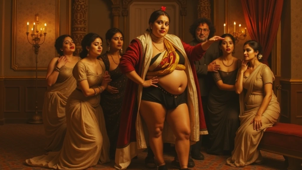 a naked overweight ancient roman senator, beautiful detailed eyes, beautiful detailed lips, extremely detailed face and body, surrounded by several prostitutes wearing only jewelry, high quality, hyper detailed, photorealistic, 8k, dramatic lighting, chiaroscuro, cinematic composition, dramatic colors, dramatic lighting, glowing skin, ornate decorations, intricate patterns, rich textures, luxurious details, lavish environment