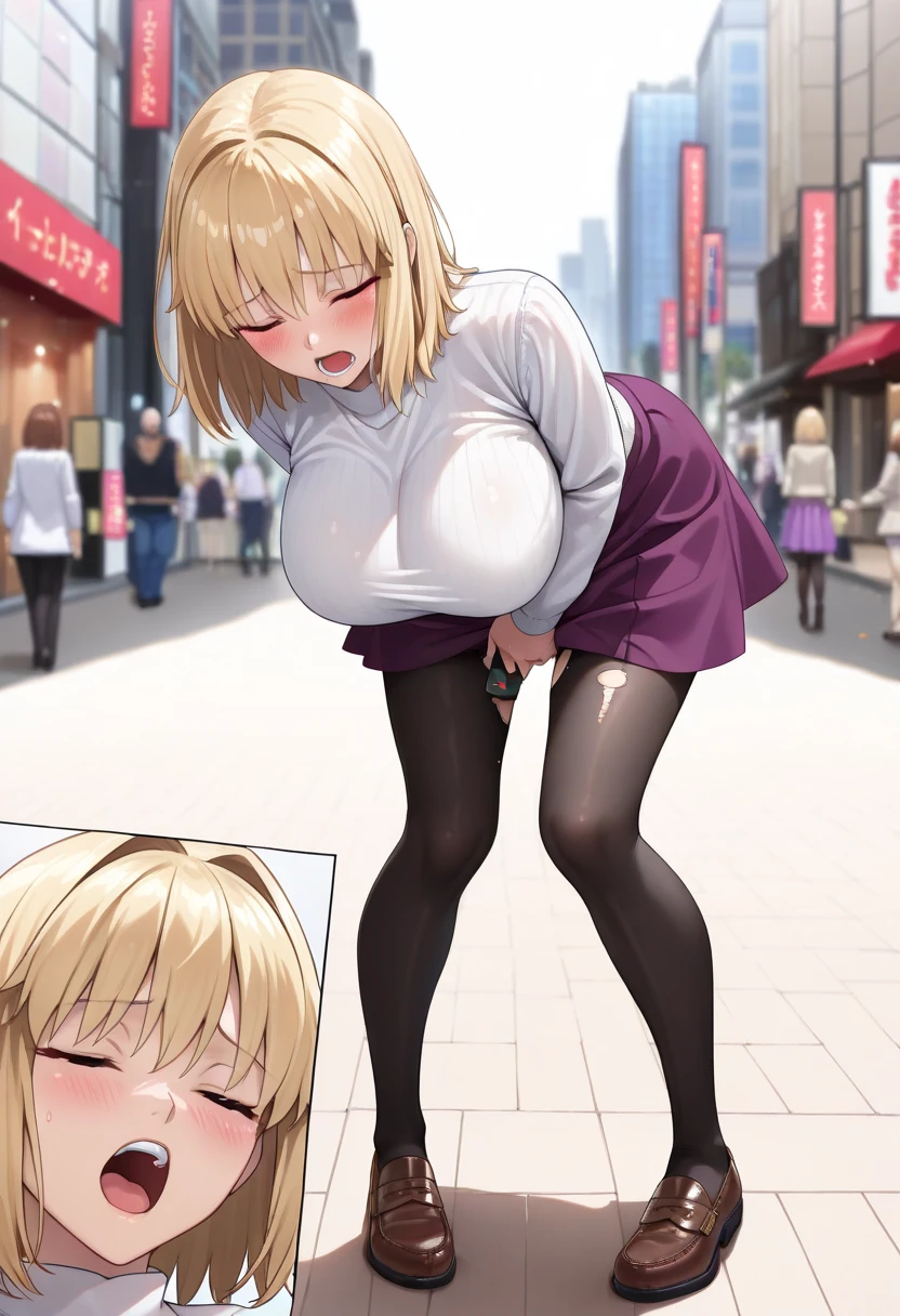 ponytail、Blonde、Nipples、tits、Sports Bra、stockings、Insert the penis into the、Open your legs while crouching、Perfect body、Semen overflows from pussy、Surrounded by a large group of men