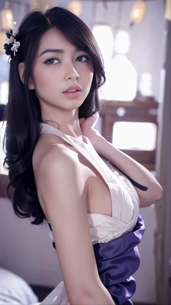 (((Chinese Beauty)))、(Back view)、(Look back here)、21 years old、(Very heavy makeup:1.3)、(Slanted Eyes:1.4)、(long narrow eyes:1.4)、Shiny Hair、Glowing Skin、Very white skin、Jet Black Hair、Straight long hairstyle、Waist-length hair、Big eyes、Double eyelids、Luxury Chinese palace、(Standing in the palace corridor)、(Golden luxurious hair ornament)、((Bright Chinese Queen's Costume))、Luxurious and gorgeous、(huge breast:1.2)、(Exposed Skin:1.2)、(Smile with your mouth closed)、Transparent white cloth