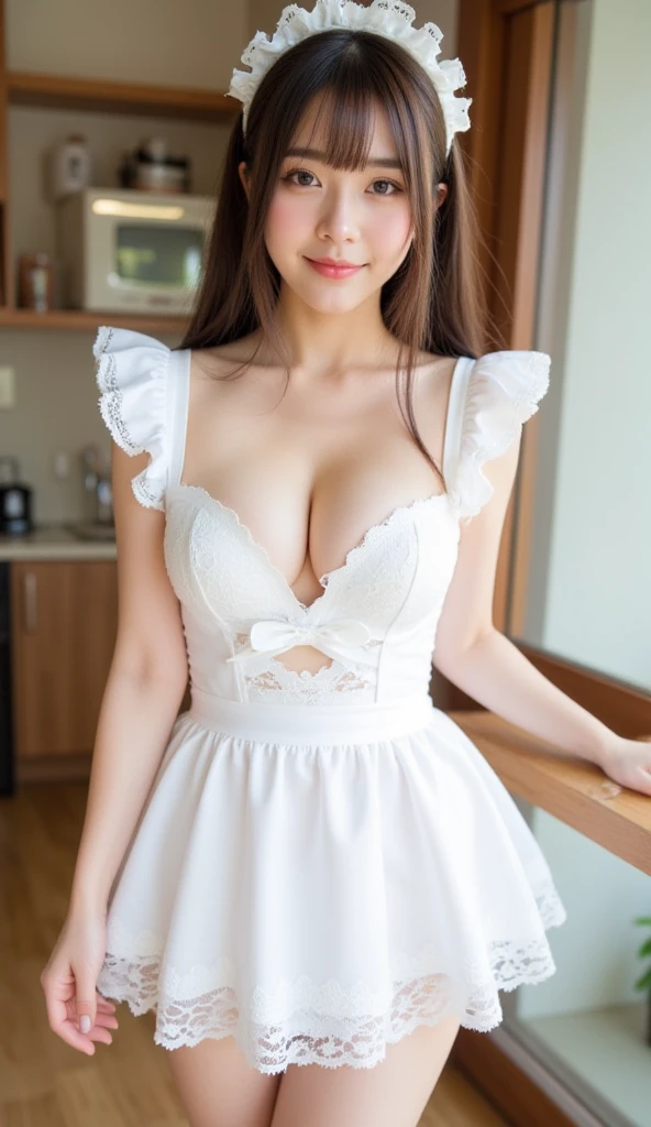 White string bunasterpiece)))、(((High resolution))、8K、(In detail))、(Highest quality)、Beautiful girls、A beautiful girl with white wings growing on her back:1.5 、笑顔のCute beautiful girl、Very attractive beautiful girl、(White apron)、On a bed with white sheets,(((Your smile is cute,)))、((12-year-old girl:2.0))、Super cute lolita idol:1.5 、(((肌の露出が多い白いOff the shoulderのエプロンを着た美しい少女, Transparent muscle)))、(Slender body and beautiful breasts)、((Well-formed and elegant face:1.5))、(((Belly buttonが見える)))、(Big Breasts: 1.5)、tits、Naked Apron、Cute beautiful girl、(((Apron that exposes a lot of chest:1.5)))、Very beautiful beautiful girl、A young and innocent beautiful girl、Big Breastsを強調してる:1.5 、Thighsが付け根まで見える、((Doing the splits:1.5))、sit、(Belly buttonが見える:1.5)、(Her breasts are exposed: 1.5)  、A beautiful girl、エプロンはOff the shoulder、The cleavage is exposed、Well-formed face、Belly button、Thighs、Off the shoulder:1.5 、NSFW 、whole body: 1.5 、barefoot: 1.5 、White string buns、panties pull out:2.0、