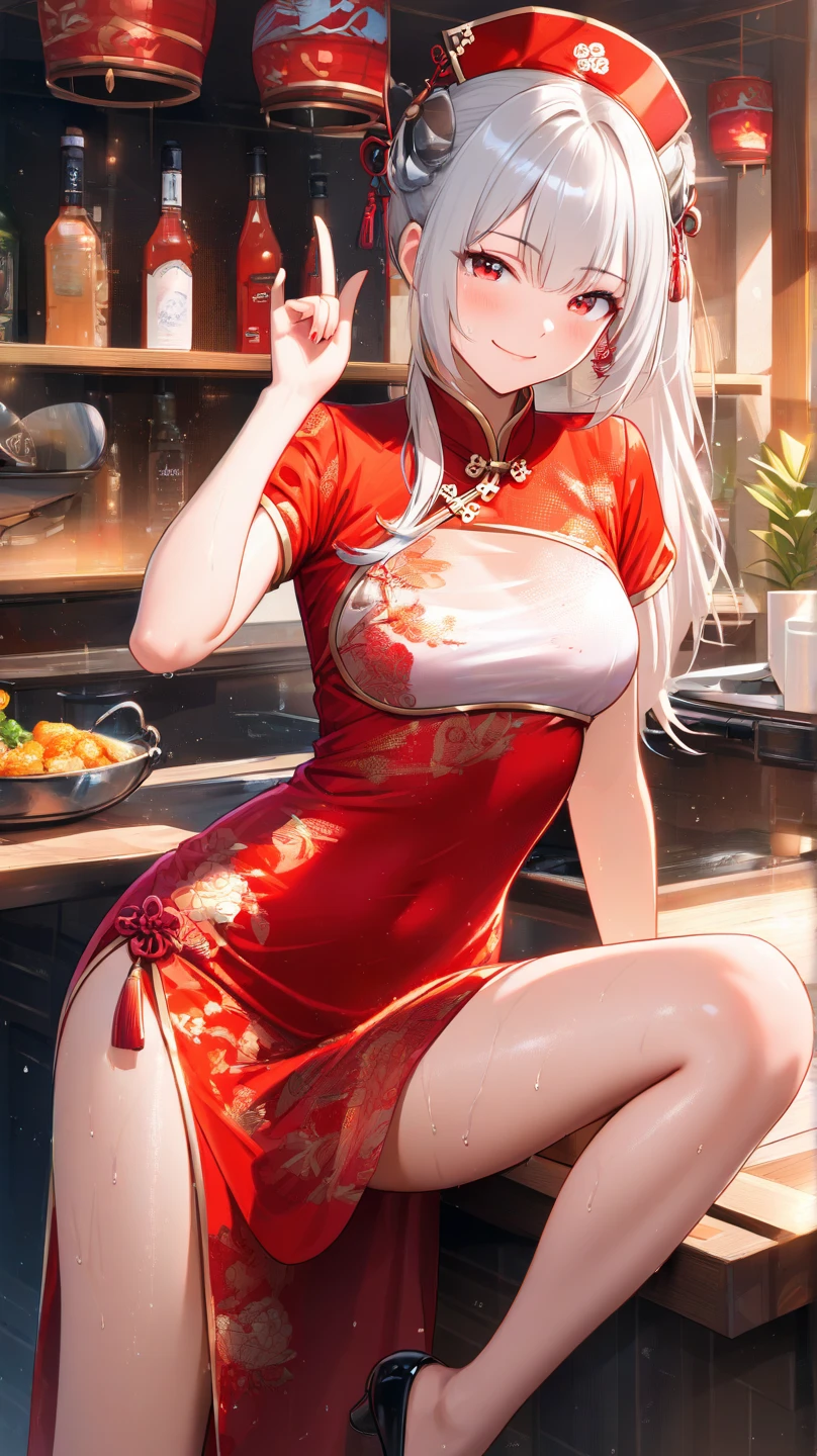 (masterpiece:1.3),(highly detailed:1.3),(highres:1.1),best quality,Ultra-detail,1girl,solo,kitchen,jelofolkwang,naked apron,((white apron)),ass,sideboob, unclear clothes , white pantie, ((perfect body)), salon,((take off pantie)), legwear ,hand pantie, ((perfect breast)), perfect face,slightly curved body,pink eyes