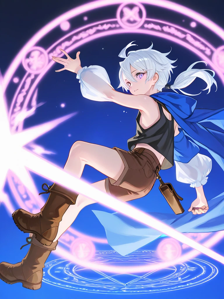 masterpiece, ultra quality,(full body),(Dynamic pose:1.6),(magic mage kemono 1girl:1.7),(spellcast iceball),