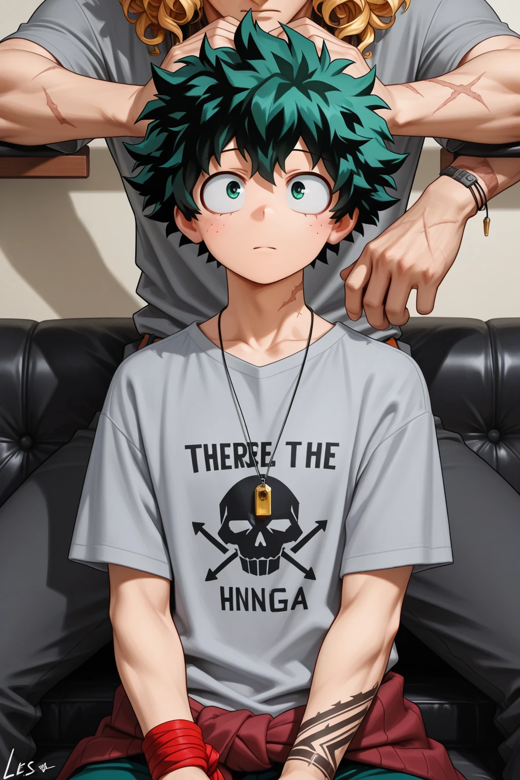 (masterpiece, best quality:1.2), solo, male focus, 1boy, midoriya izuku, short green hair, green eyes, no shirt, no pants, wearing green boxer briefs, teenager, toned slender body, domed helmet with transparent visor over eyes, mind control device, blank expression, mouth hanging open staring straight forwars, relaxed body posture, sitting in chair, anime style, my hero academia style