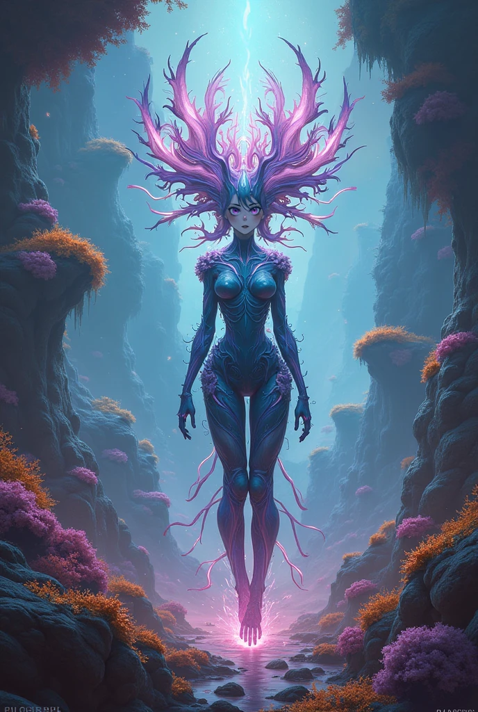 score_9, score_8_up, score_7_up, score_6_up, <lora:JellyfishHybridPDXL:1> jellyfishhybrid, a hybrid between a jellyfish and a human, night stalker, no human, from side, Crossed Arms, no legs, no face, in location distant planet with pink skies and glowing, crystalline forests, best quality, masterpiece quality