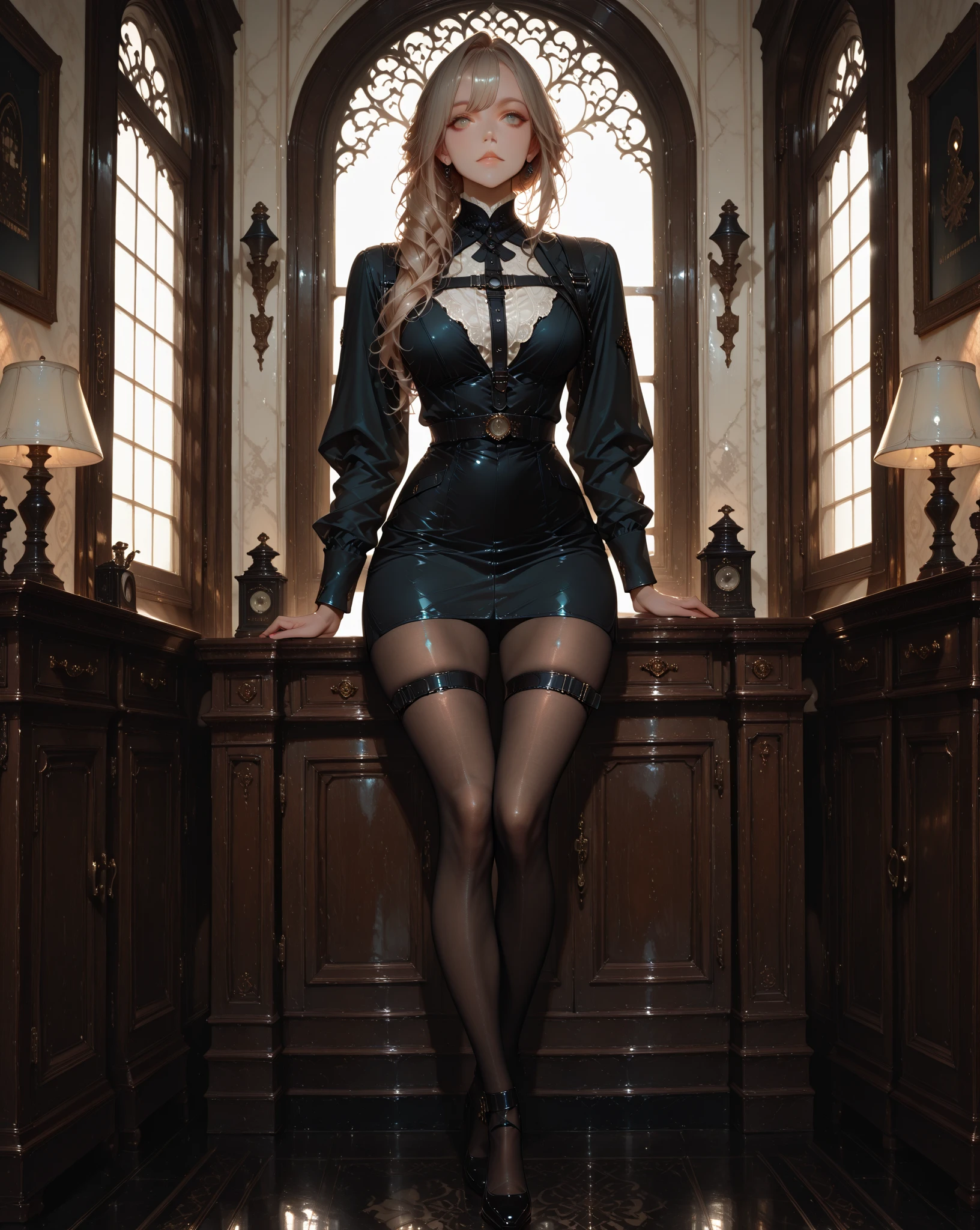 (ultra realistic,32k, masterpiece:1.2),(high detailed skin:1.1),( high quality:1.1),
(looking at viewer, Bend forward:1.1),, <lora:add_detail:0.94>,full body,
(backlight:1.1), blank background , blurry background,
BREAK 1girl, pink hair, ponytail hair, bangs,(aqua eyes:0.8),(red lips:0.8), mascara,, BREAK black matte (transparent:1.3) tight bodycon dress, long sleeves,huge breast, BREAK dress, ï¼æå
8Dé»è²è¿_裤_è¢ä¸_è¢ï¼_V3.0:0.9>tutututu,blackpantyhose,