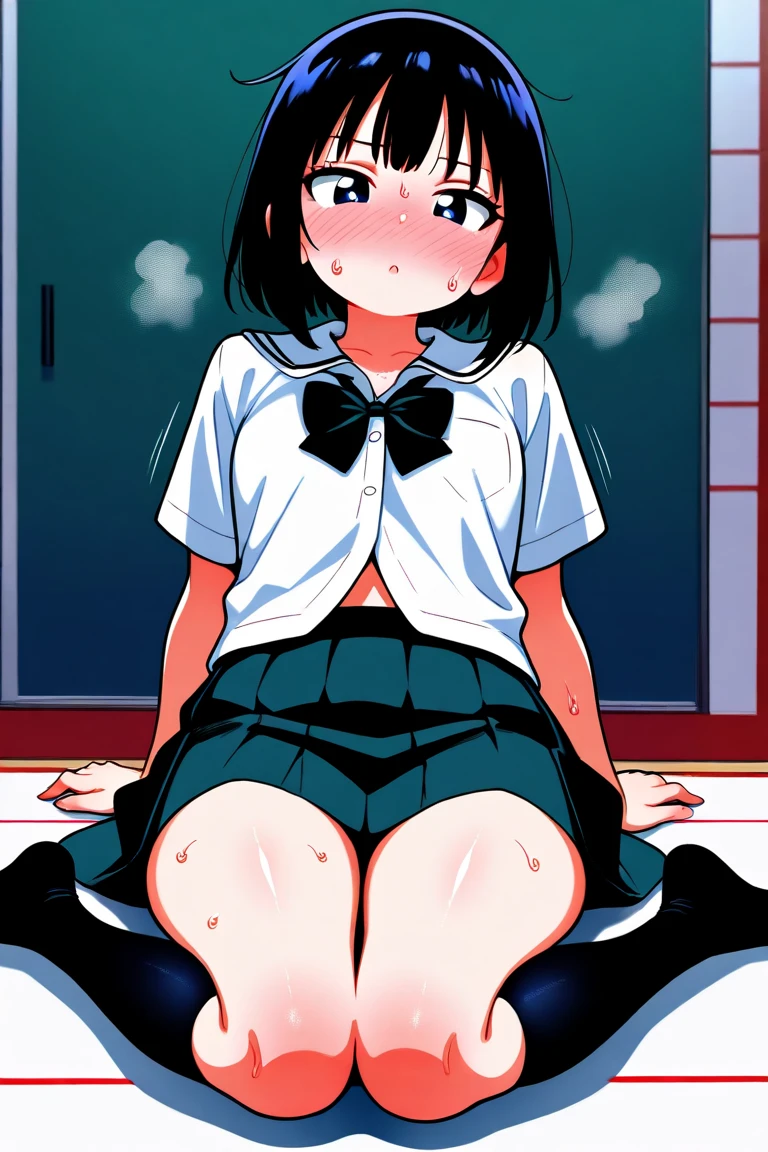 Anal sex with a girl、An elementary school girl inserts her super erect futanari penis into a high school girl's anal hole、Back view