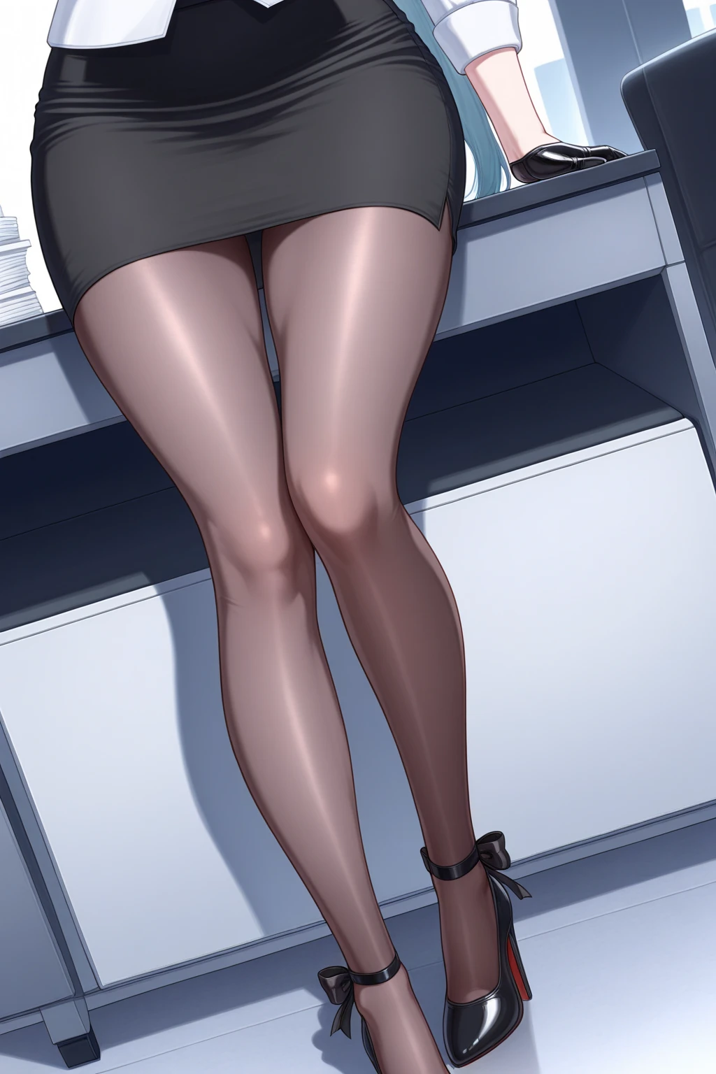 (Highest quality、Masterpiece、Very detailed、4K)、One woman、Big Breasts、Age 25、((tights)only)、stand、front、(Angle from below)