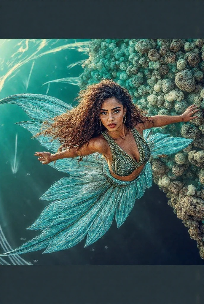 ((Ebony dark skin, very deep ebony skin)), ((her beauty is undeniable)), ((mermaid tail)), ((mermaid tail)), ((excited cute face)), ((hyper detailed perfect eyes,)), ((cute pose)), ((mermaid tail)), ((seductive )), sexy, ((seashell bra, seashell bra), (( wet soaked long hair,)), (( soaked wet skin)), ((carbon black skin)), ((standing, front view)), ((city, highly detailed city)), ((mermaid tail)), sharp focus cgi, photorealistic, high detail, realistic, masterpiece, absurdres, best quality, HDR, high quality, high-definition, extremely detailed, 8k wallpaper, intricate details, 8K uhd, Full-HD, (realistic photo:1.2), contrast, harsh lighting, cinematic lighting, natural lighting, hard light, backlighting, global illumination, ambient occlusion
